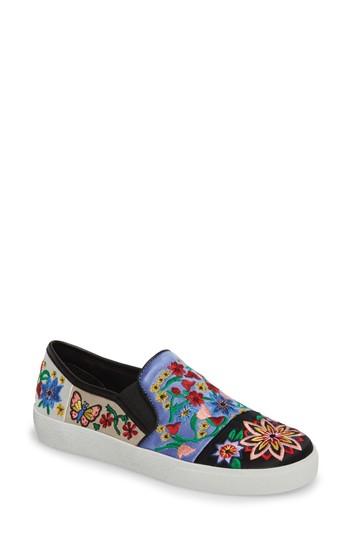 Women's Alice + Olivia Cecily Floral Embroidered Slip-on Sneaker M - Black