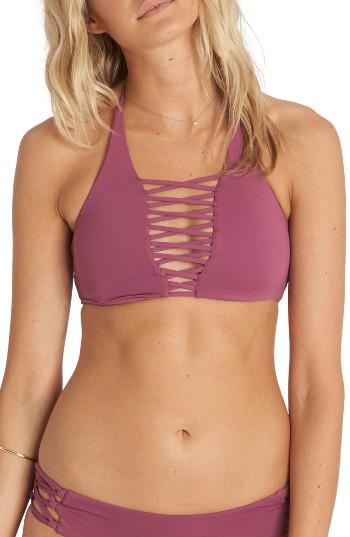 Women's Billabong Sol Searcher Lace-up Halter Bikini Top - Purple