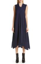 Women's Y's By Yohji Yamamoto O-fr Gusset V-neck Dress - Blue