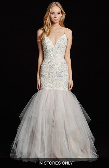 Women's Hayley Paige 'honor' Embellished V-neck Mermaid Gown