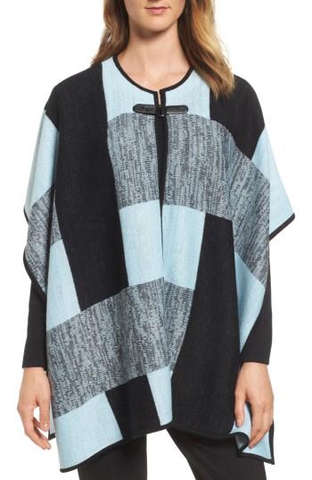 Women's Ming Wang Buckle Front Poncho Cardigan, Size - Blue