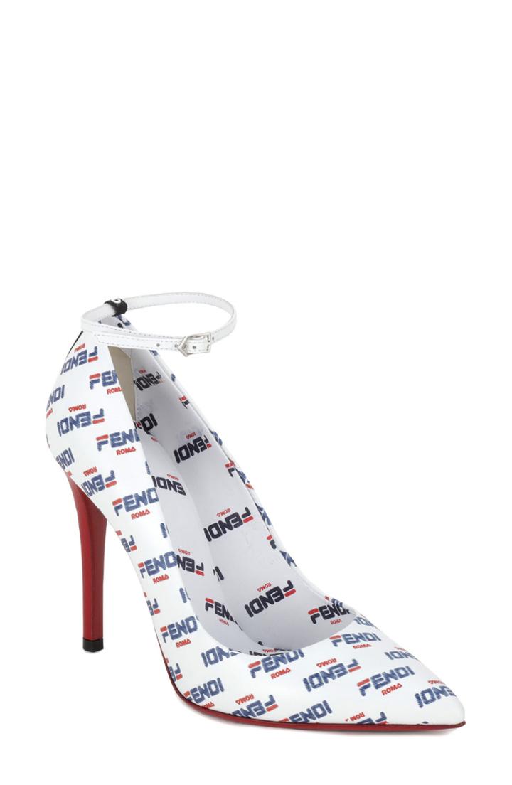 Women's Fendi X Fila Mania Logo Ankle Strap Pump .5us / 36eu - White