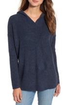 Women's Caslon Side Button Hooded Sweater - Blue