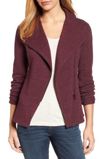 Petite Women's Caslon Knit Moto Jacket P - Burgundy
