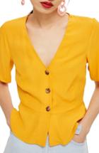 Women's Topshop Bryony Tea Button Front Blouse Us (fits Like 0-2) - Yellow