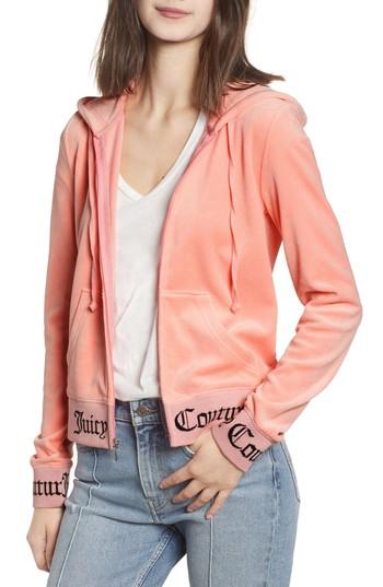 Women's Juicy Couture Robertson Jacquard Velour Hoodie - Pink