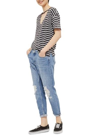 Women's Topshop Lucas Rip Boyfriend Jeans X 30 - Blue