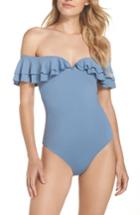 Women's Becca Off The Shoulder Ruffle One-piece Swimsuit - Grey