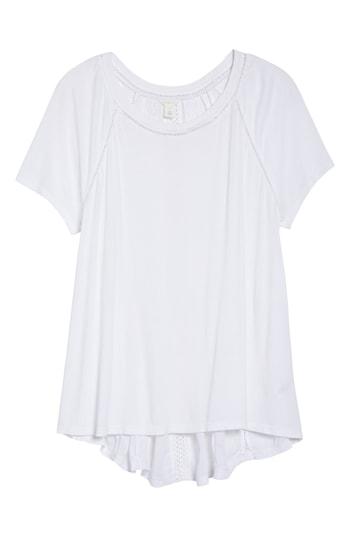 Petite Women's Caslon Lace Back Swing Tee, Size P - White