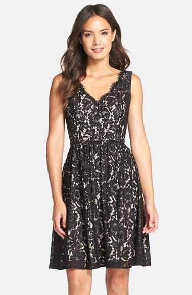 Women's Eliza J Lace Fit & Flare Dress - Black