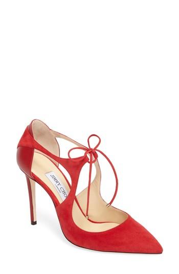 Women's Jimmy Choo Vanessa Tie Front Pump Us / 40eu - Red