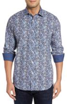Men's Bugatchi Trim Fit Print Sport Shirt - Blue