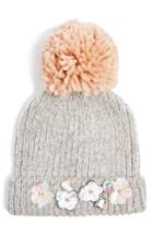 Women's Topshop Floral Embellished Beanie - Grey