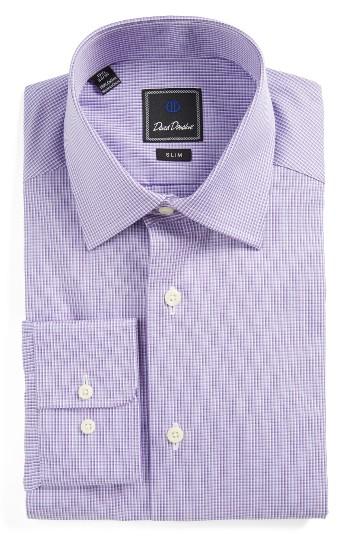 Men's David Donahue Slim Fit Check Dress Shirt 32/33 - Purple