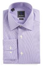 Men's David Donahue Slim Fit Check Dress Shirt 32/33 - Purple