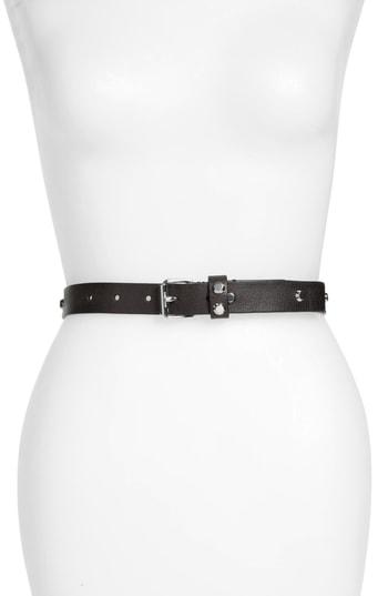 Women's Allsaints Polished Rivet Belt - Black/ Shiny Nickel