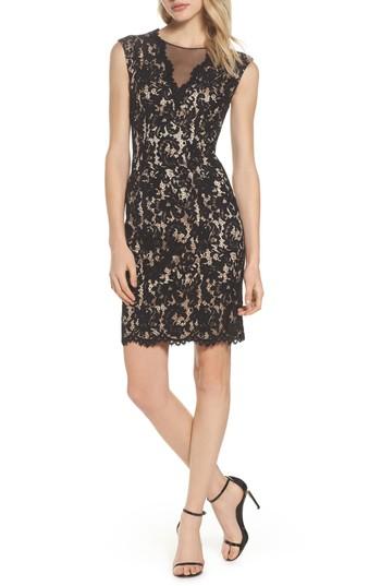 Women's Vince Camuto Illusion Lace Sheath Dress - Black