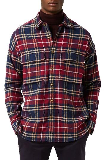 Men's Topman Check Drop Shoulder Flannel Shirt