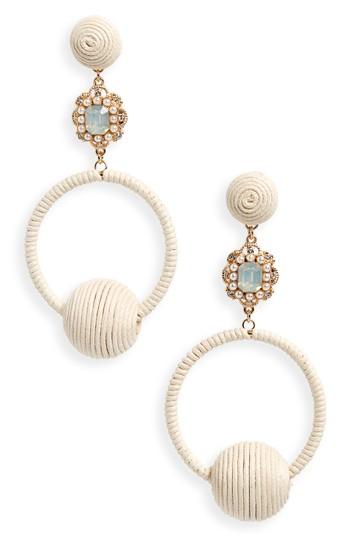 Women's Kitsch String Wrapped Crystal Hoop Earrings