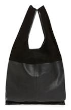Topshop Slouchy Suede & Leather Tote - Black
