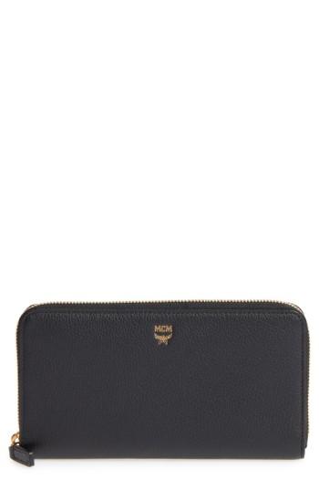 Women's Mcm Milla Leather Zip Around Wallet - Black