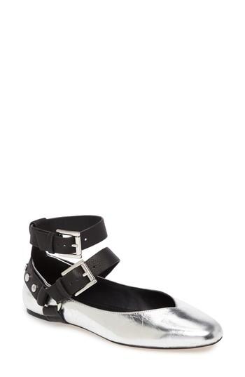 Women's Rebecca Minkoff Vivica Ankle Strap Flat .5 M - Metallic
