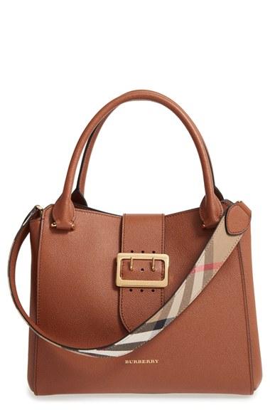 Burberry Medium Buckle Leather Satchel - Brown