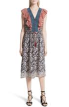 Women's Sea Mixed Print Silk Flutter Dress - None