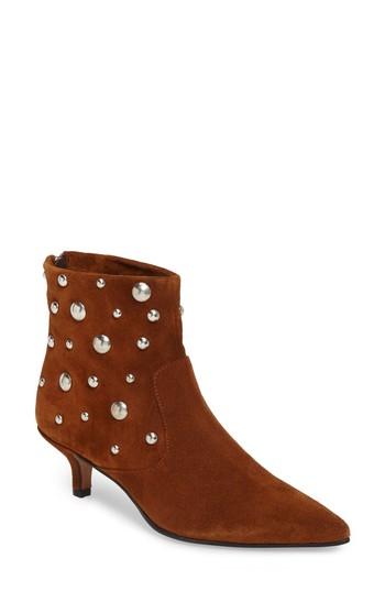 Women's Topshop Ascot Studded Pointy Toe Bootie .5us / 38eu - Brown