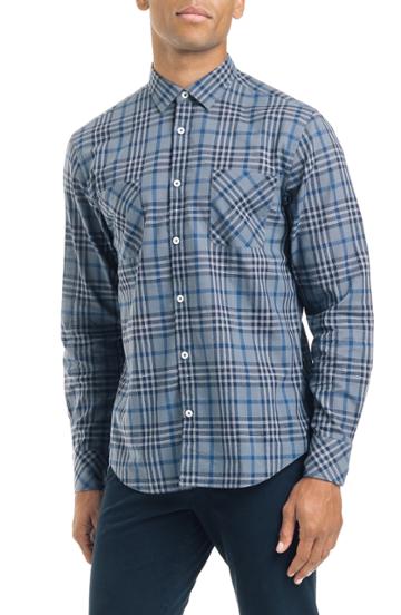 Men's Good Man Brand Slim Fit Plaid Sport Shirt - Grey