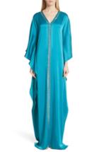 Women's St. John Evening Liquid Crepe Kaftan Gown, Size - Blue