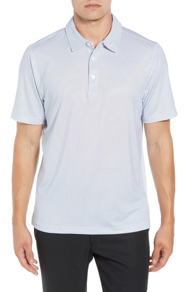 Men's Cutter & Buck Harbor Print Drytec Moisture Wicking Polo, Size - White