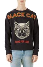Men's Gucci Black Cat Graphic Sweatshirt - Grey