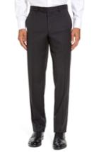 Men's Nordstrom Flat Front Check Wool Trousers - Black