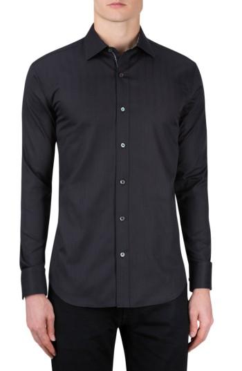 Men's Bugatchi Classic Fit Stripe Jacquard Sport Shirt