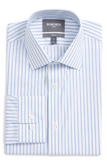 Men's Bonobos Jetstter Slim Fit Stripe Stretch Dress Shirt 33 - Blue