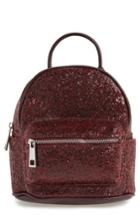 Street Level Glitter Zip Backpack - Burgundy
