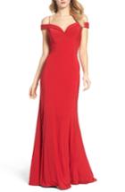 Women's Adrianna Papell Off The Shoulder Jersey Mermaid Gown