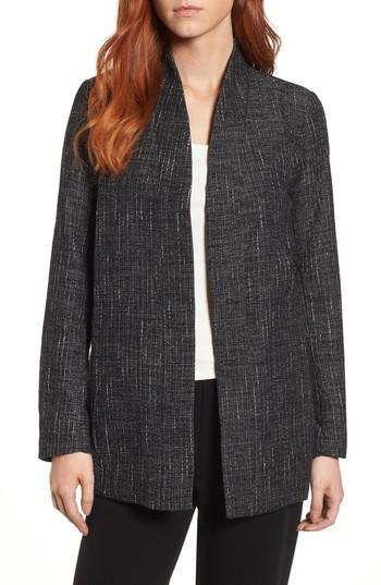 Women's Eileen Fisher Stand Collar Kimono Jacket, Size - Black