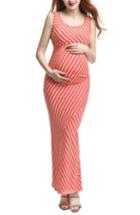 Women's Kimi And Kai Peyton Stripe Maxi Maternity Dress - Coral