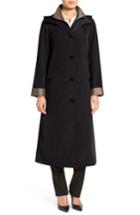 Women's Gallery Full Length Two-tone Silk Look Raincoat - Black