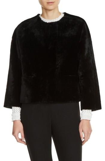 Women's Maje Reversible Genuine Shearling & Leather Jacket - Black