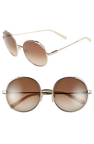 Women's Chloe 'nerine' 56mm Round Sunglasses - Light Gold/ Ivory