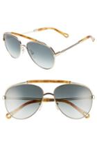 Women's Chloe Jackie 59mm Aviator Sunglasses - Gold/ Blonde Havana