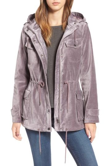 Women's Bnci Cotton Velveteen Hooded Anorak Jacket - Purple