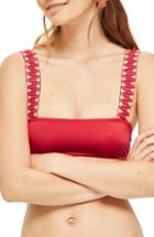 Women's Topshop Zigzag Trim Crop Bikini Top Us (fits Like 0) - Red