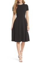 Women's Gal Meets Glam Collection Pearly Trim Fit & Flare Dress - Black
