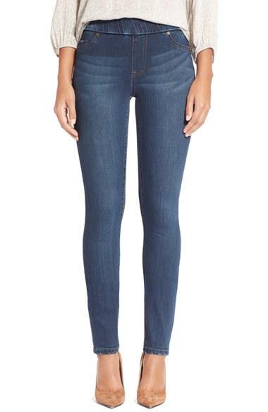 Petite Women's Liverpool Jeans Company 'sienna' Pull-on Knit Denim Leggings P - Blue