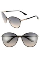 Women's Tom Ford Penelope 59mm Gradient Cat Eye Sunglasses - Shiny Rose Gold/ Black