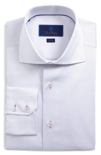 Men's David Donahue Trim Fit Textured Dress Shirt - 32/33 - Purple